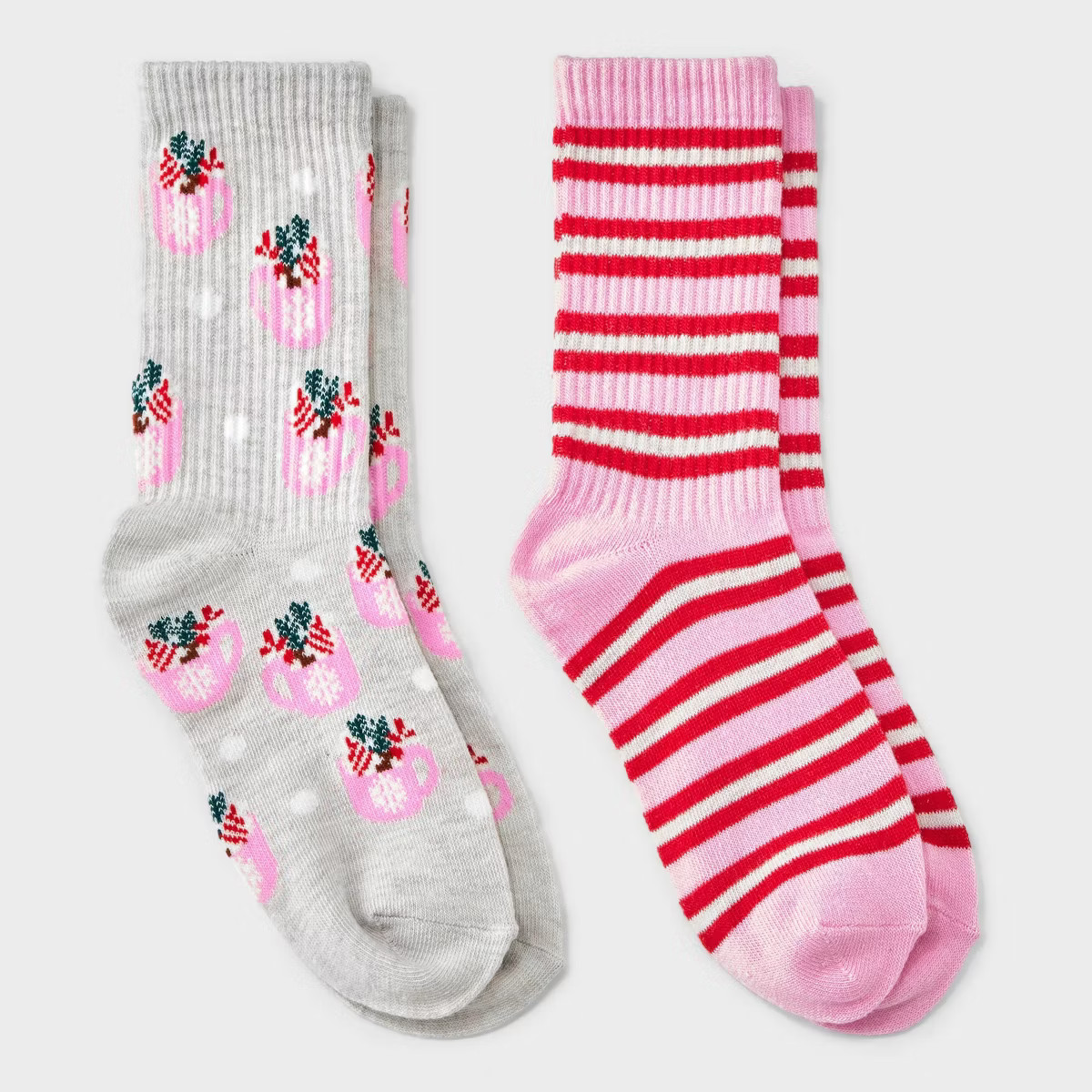 Kids' 2pk Christmas Cocoa Mug Ribbed Crew Socks- Cat & Jack™ | Target
