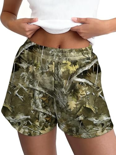 LOGENE Camo Sweat Shorts for Women Casual Elastic High Waist Comfy 2026 Summer Lounge Athletic Sw... | Amazon (US)