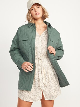 StretchTech Oversized Quilted Shacket for Women | Old Navy (US)