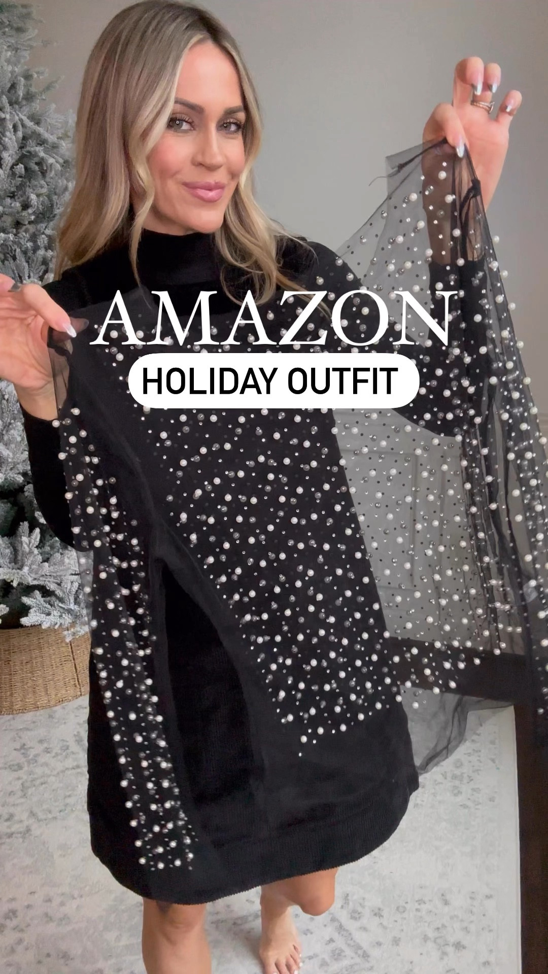 Amazon holiday outfit - the cutest corduroy jumper layered over a pearl mesh top! Added fleece lined tights for warmth! Velvet headband and embellished accessories 

Dress - xs
Mesh top - small
Tights - s/m

#LTKParties #LTKHoliday #LTKFindsUnder50