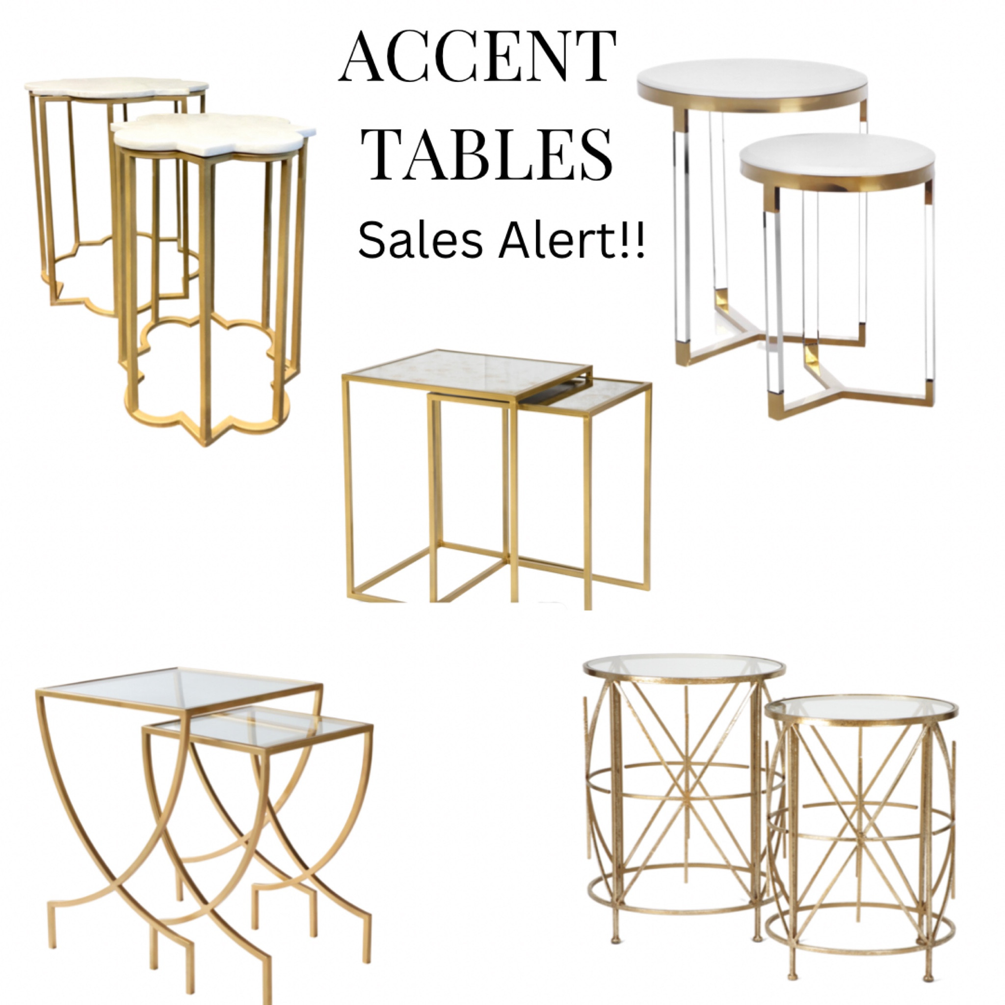 Sales Alert!!
Accent tables add style and function to any space. Size to look great next to a sofa or a chair. 
These Sets of Accent  Tables are on Sale
with 15% 20% and 30% off
Home Decoration, Home Styling.


#LTKsalealert #LTKstyletip #LTKhome