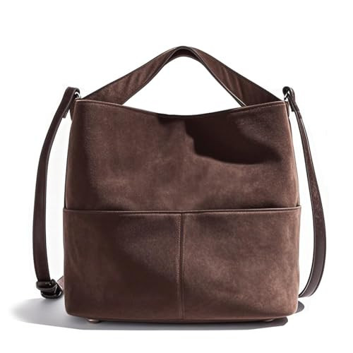Suede Bags For Women Bucket Bag Brown Purse Crossbody Purses Slouchy Bag Suede Tote Bag Shoulder Bags (Brown) | Amazon (US)