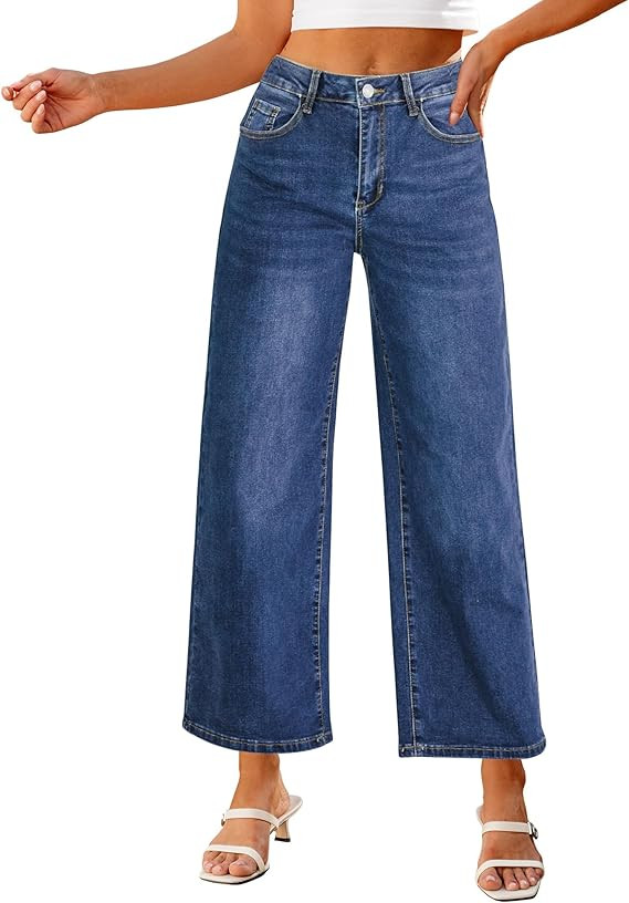 luvamia Wide Leg Jeans for Women High Waisted Relaxed Fit Trendy Stretchy Denim Pants Ankle Trous... | Amazon (US)