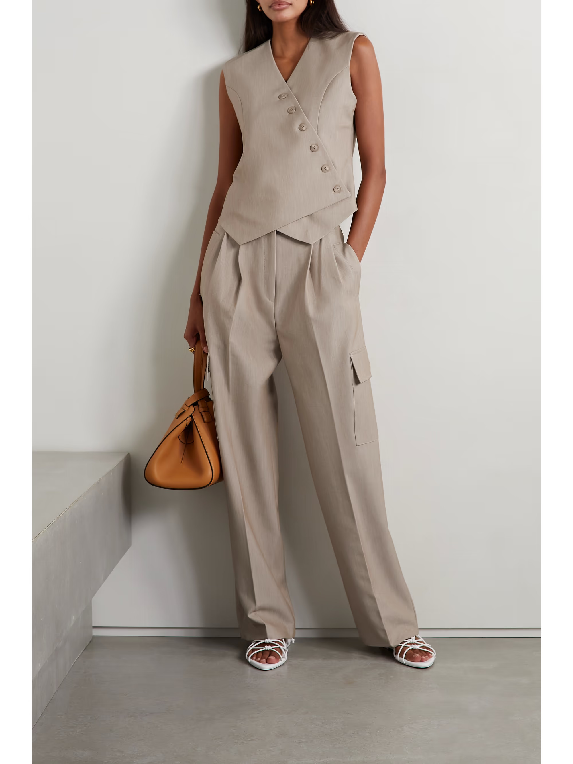 Maesa pleated woven wide-leg cargo pants | NET-A-PORTER (US)