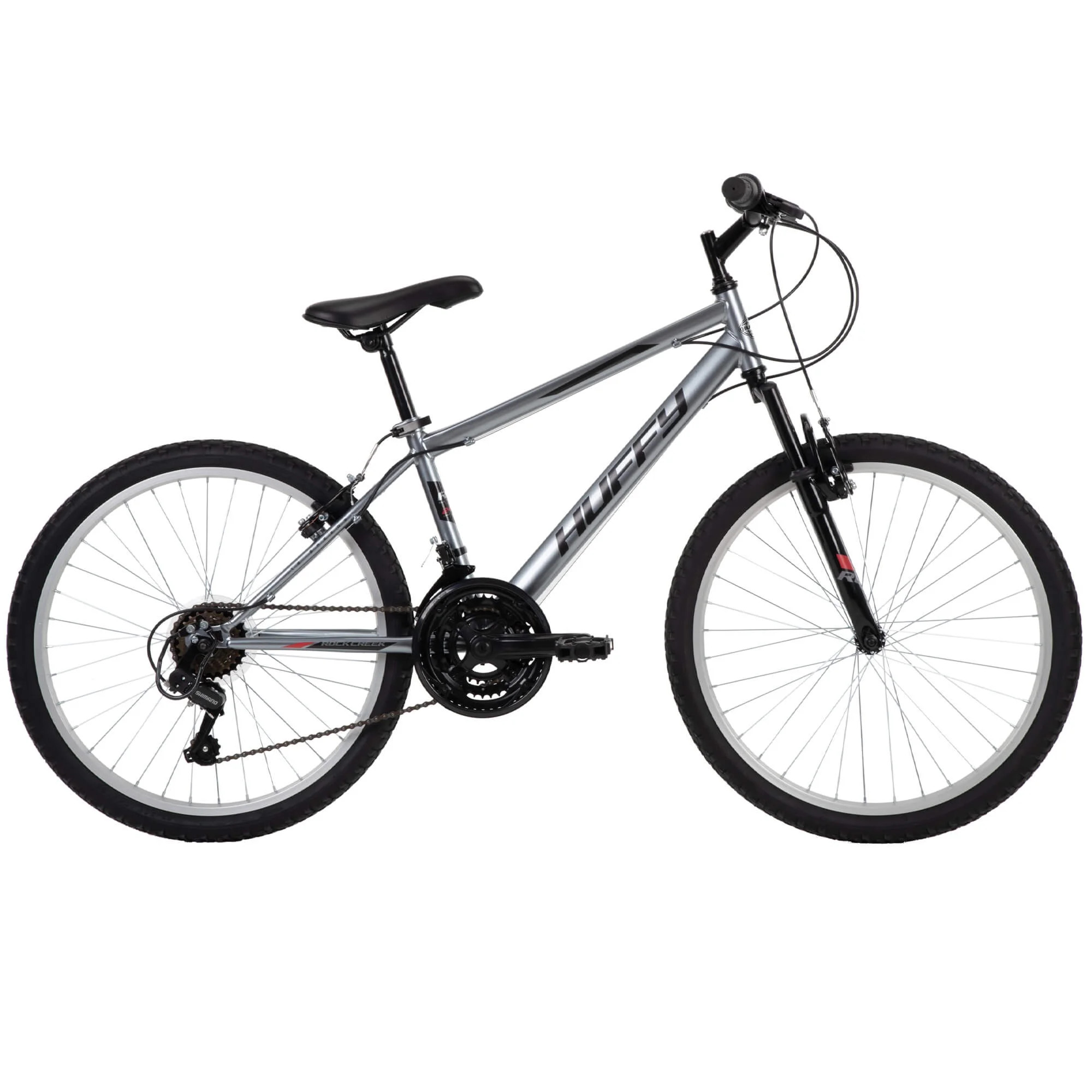 Huffy 24" Rock Creek Mountain Bike, Fits Riders 4'8" - 5'8", Gray, Adult, Men's | Walmart (US)