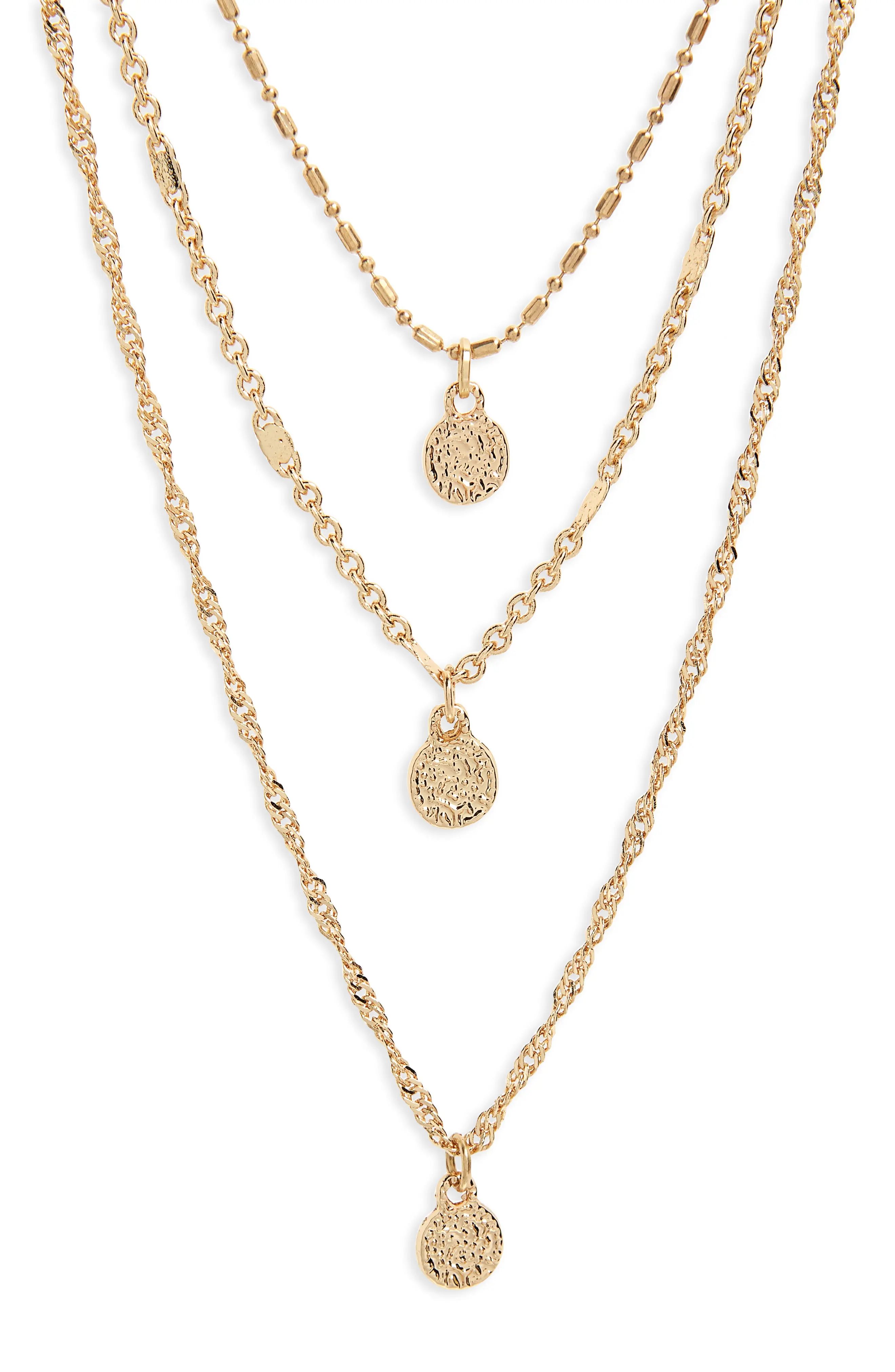 Panacea Triple Strand Circle Drop Necklace | Nordstrom