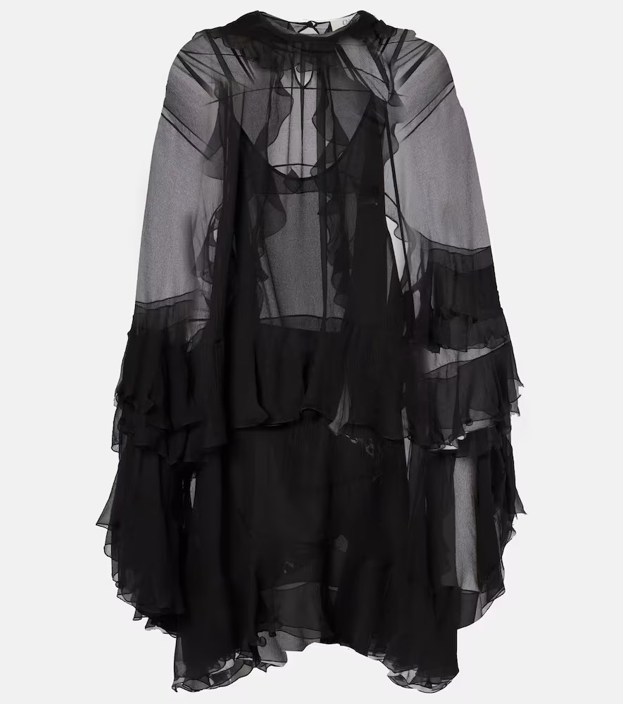 ChloÃ© Ruffled silk chiffon minidress | Mytheresa (UK)