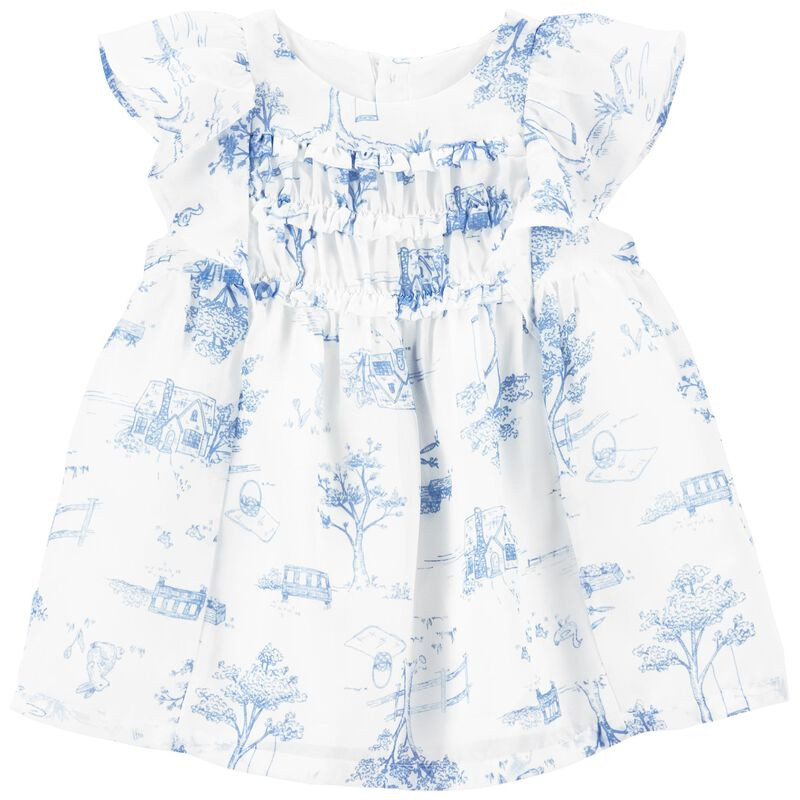 Baby Toile Print Crepe Dress | Carter's