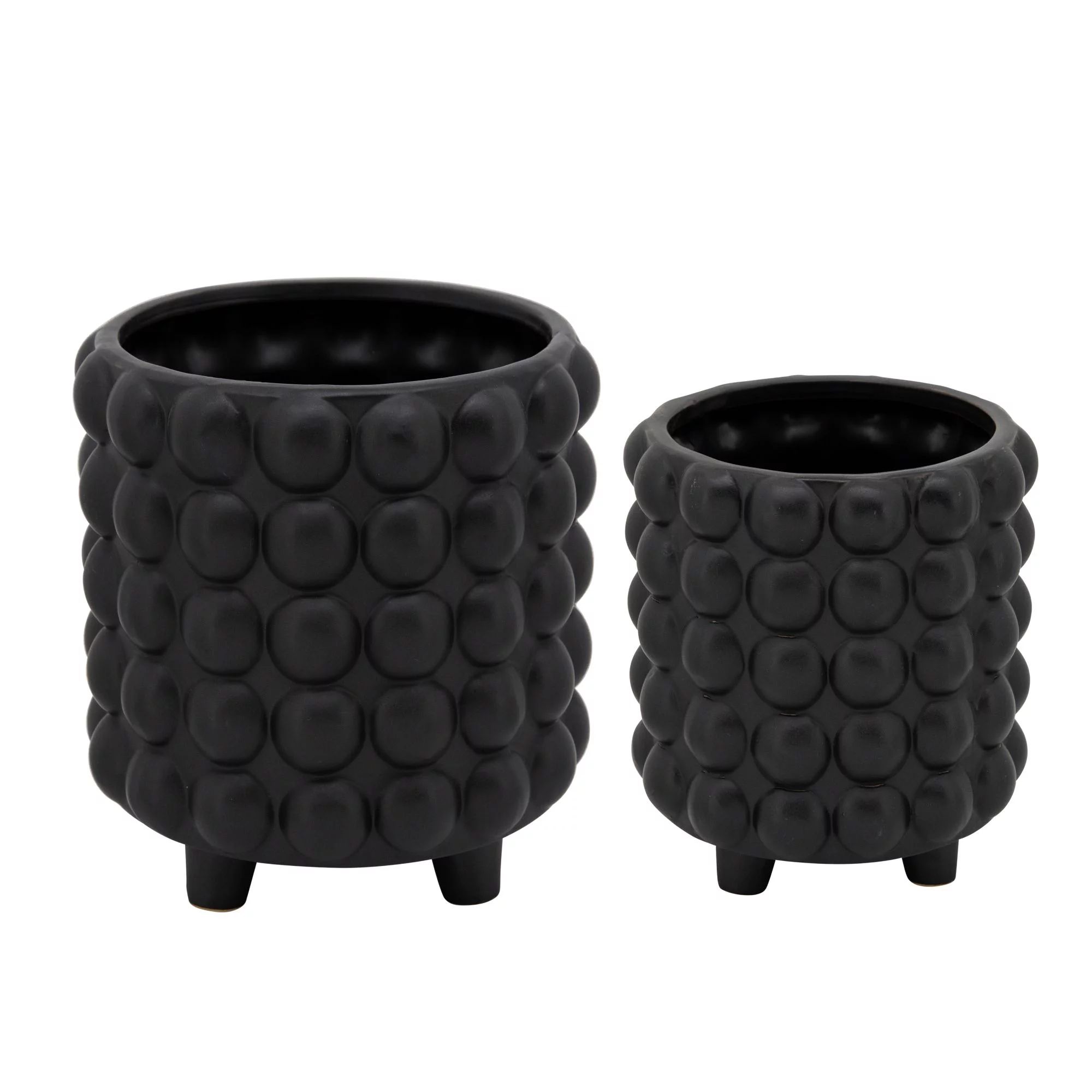 Set of 2 Matte Black Bubble Footed Ceramic Planters 8" - Walmart.com | Walmart (US)