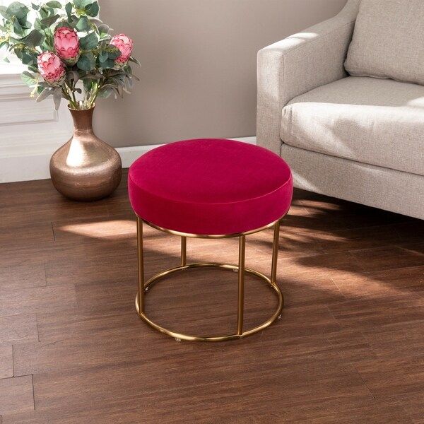 Silver Orchid Crixton Contemporary Pink Fabric Ottoman | Bed Bath & Beyond