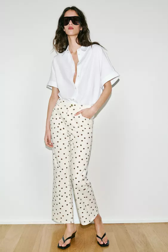 Z1975 MID-WAIST MINI FLARE JEANS WITH DOTS | Zara UK