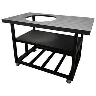 35 in. H x 52 in. W x 30 in. D Charcoal Gray Aluminum Grill Cart Table for Big Green Egg size Large, | The Home Depot
