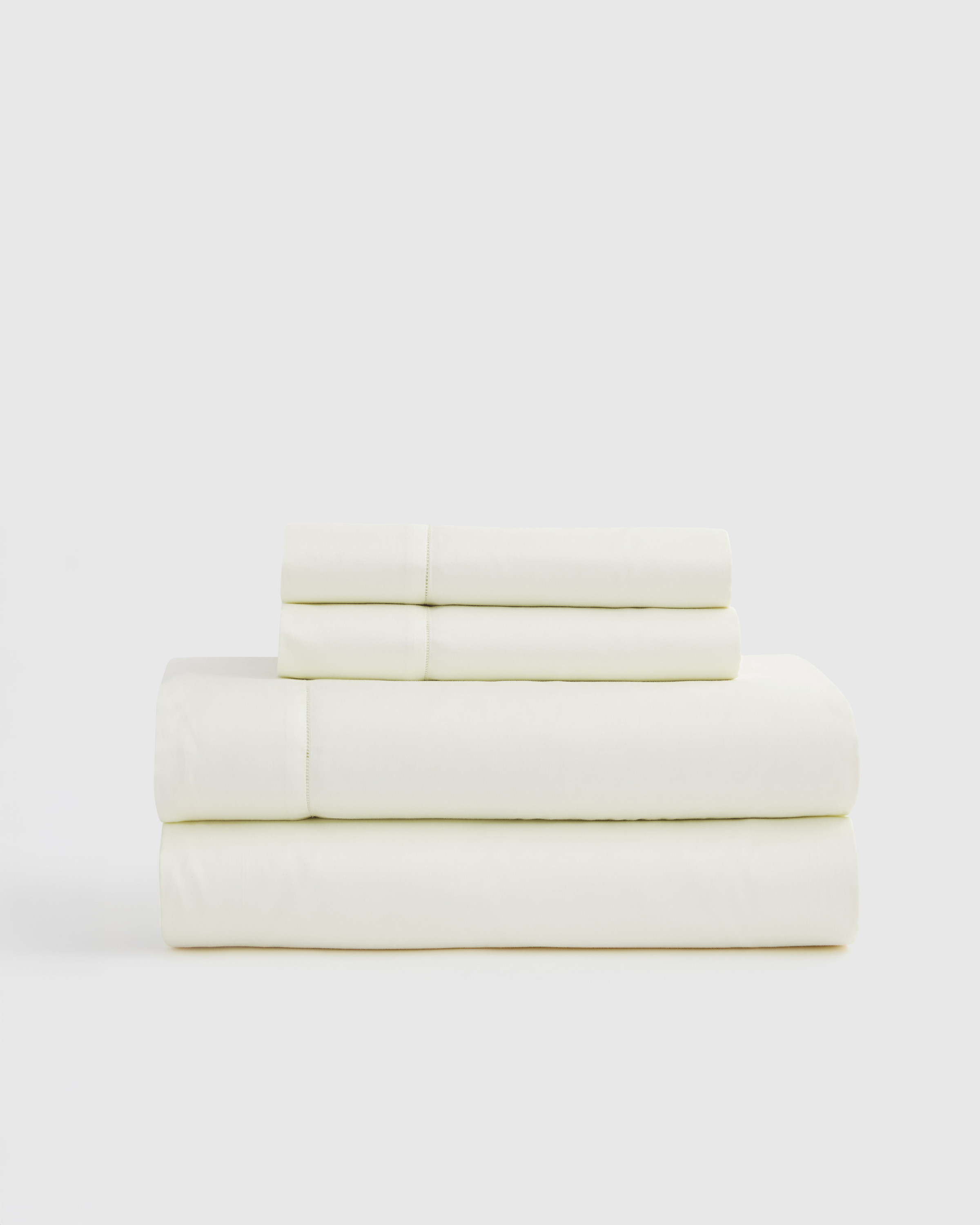 Quince | Giza Cotton Sateen Sheet Set in Ivory, Size Cal King | Quince