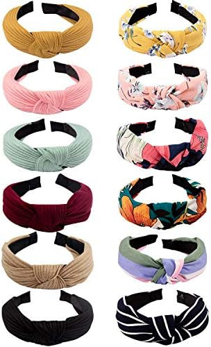 VELSCRUN 12 Pcs Womens Headbands Knotted Headbands for Women Wide Headbands Boho Bandeau Knot Tur... | Amazon (US)