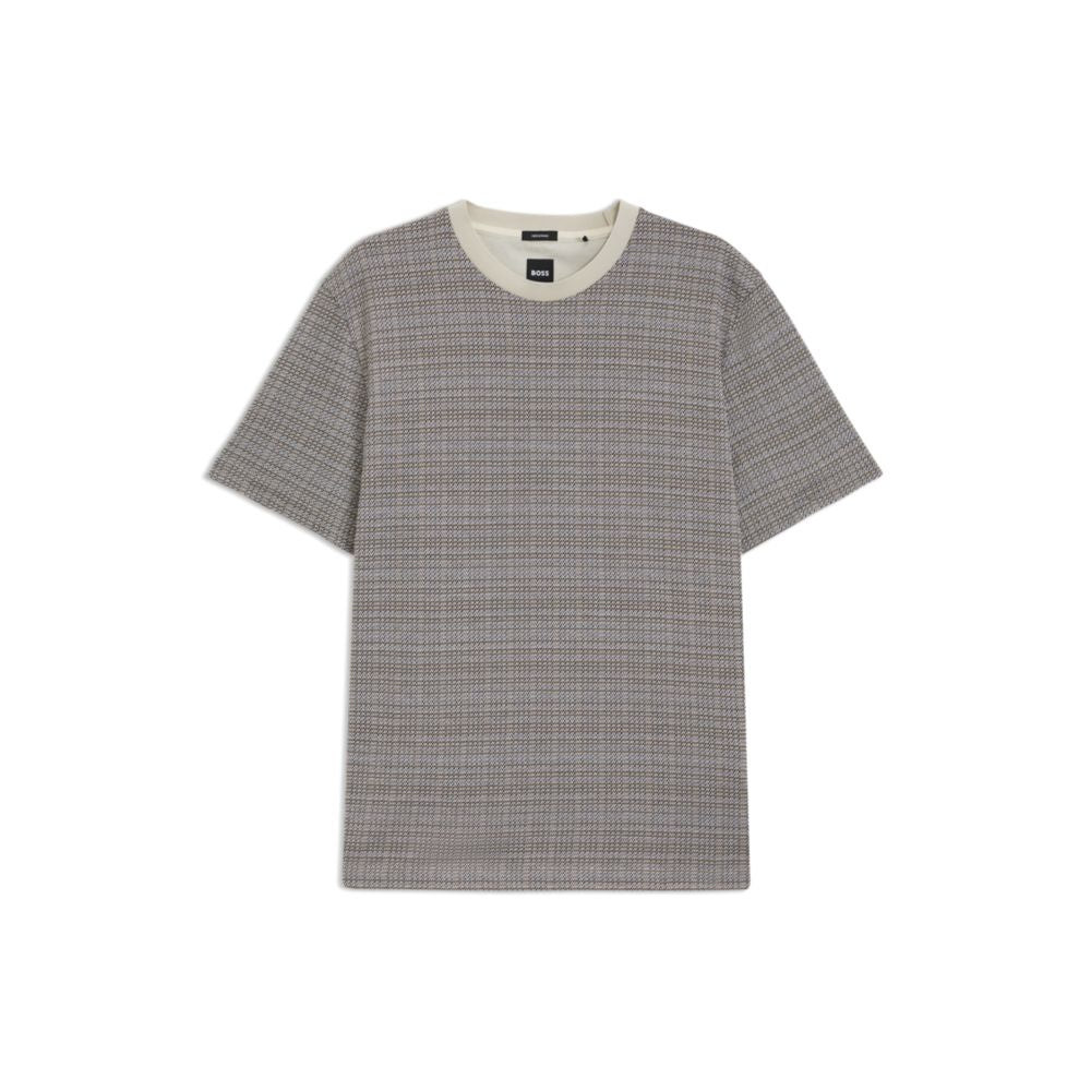 Mercerized-cotton T-shirt with grid pattern | Shop Simon