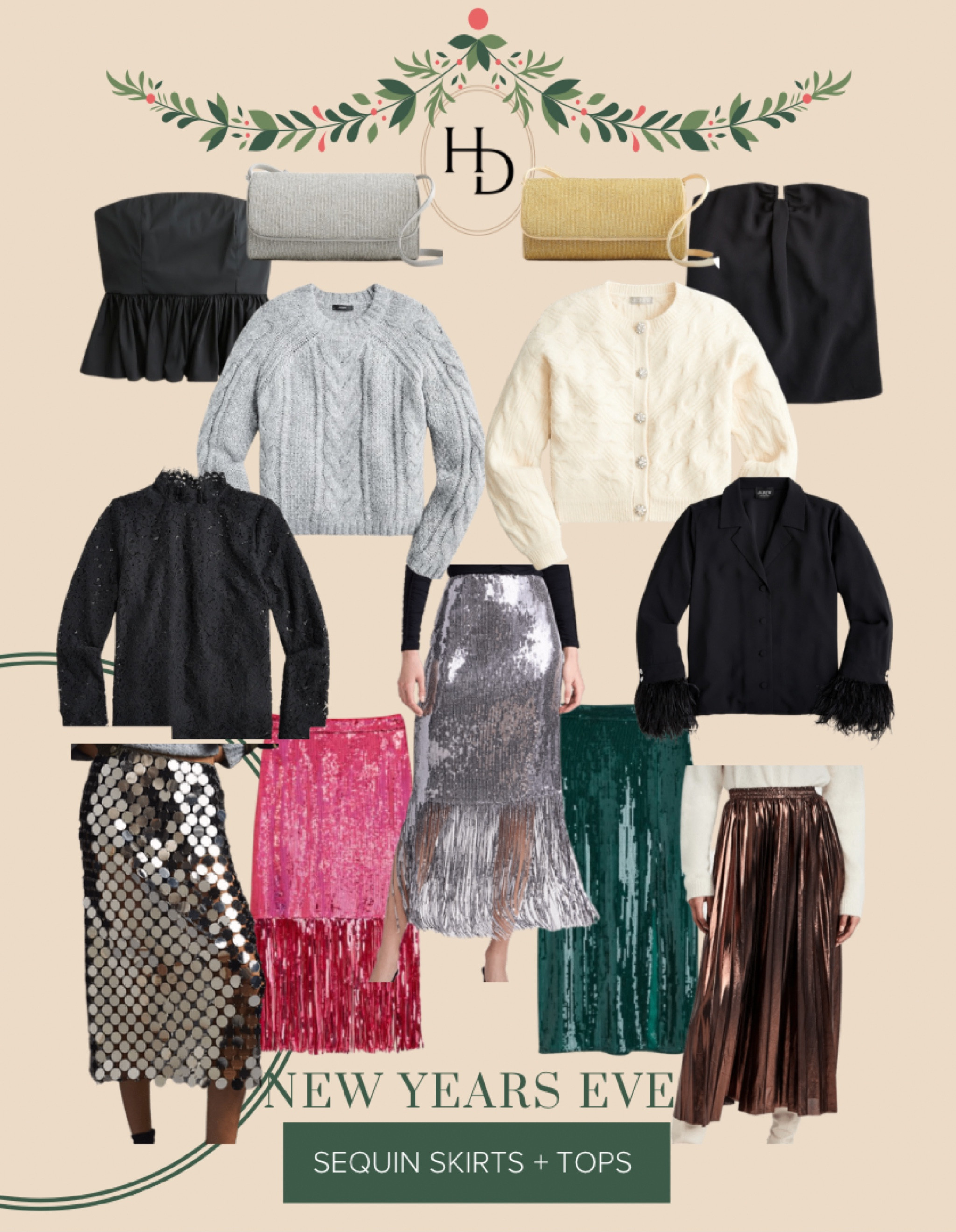 Sequin skirt // NYE outfits // sequins // feather tops // strapless top // midi skirts sparkle clutch // evening bag // New Year’s Eve 

#LTKHoliday #LTKSeasonal