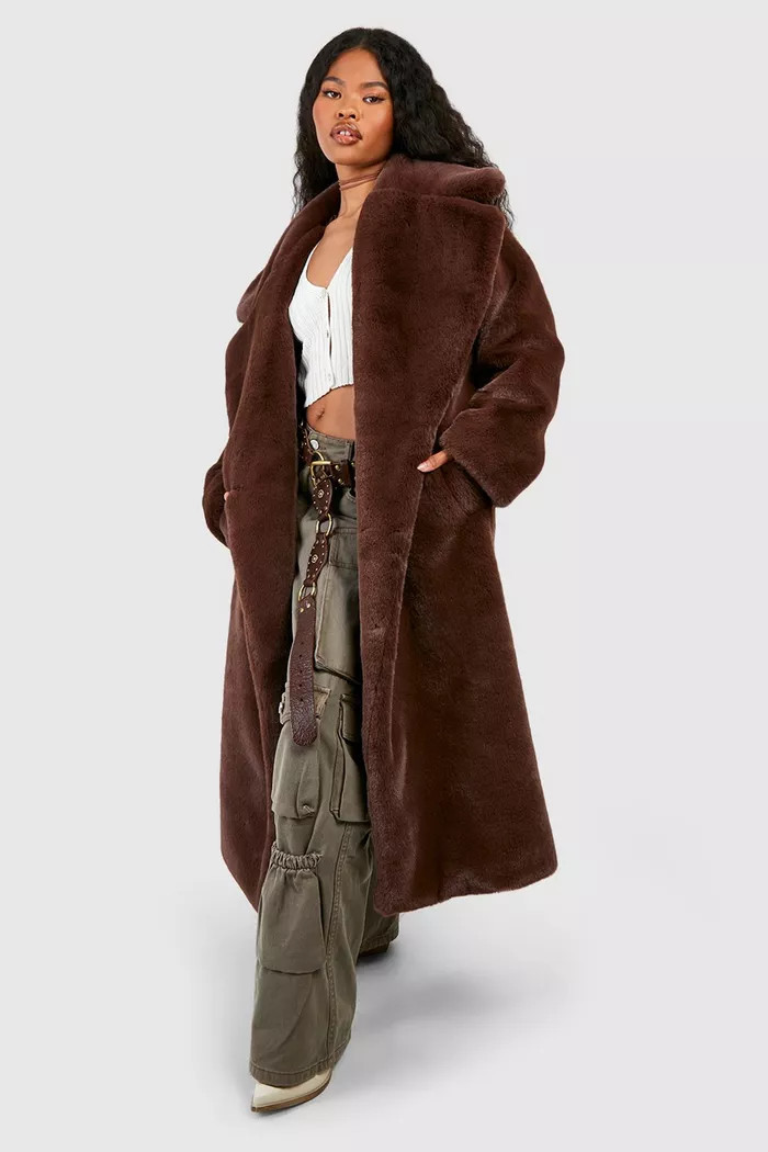 Double Breasted Faux Fur Coat | boohoo (US & Canada)