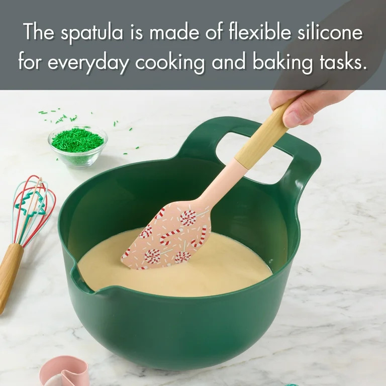 Holiday Time 2 Piece Silicone Spatula and Cookie Cutter Set, Candy Cane, Red & Pink | Walmart (US)