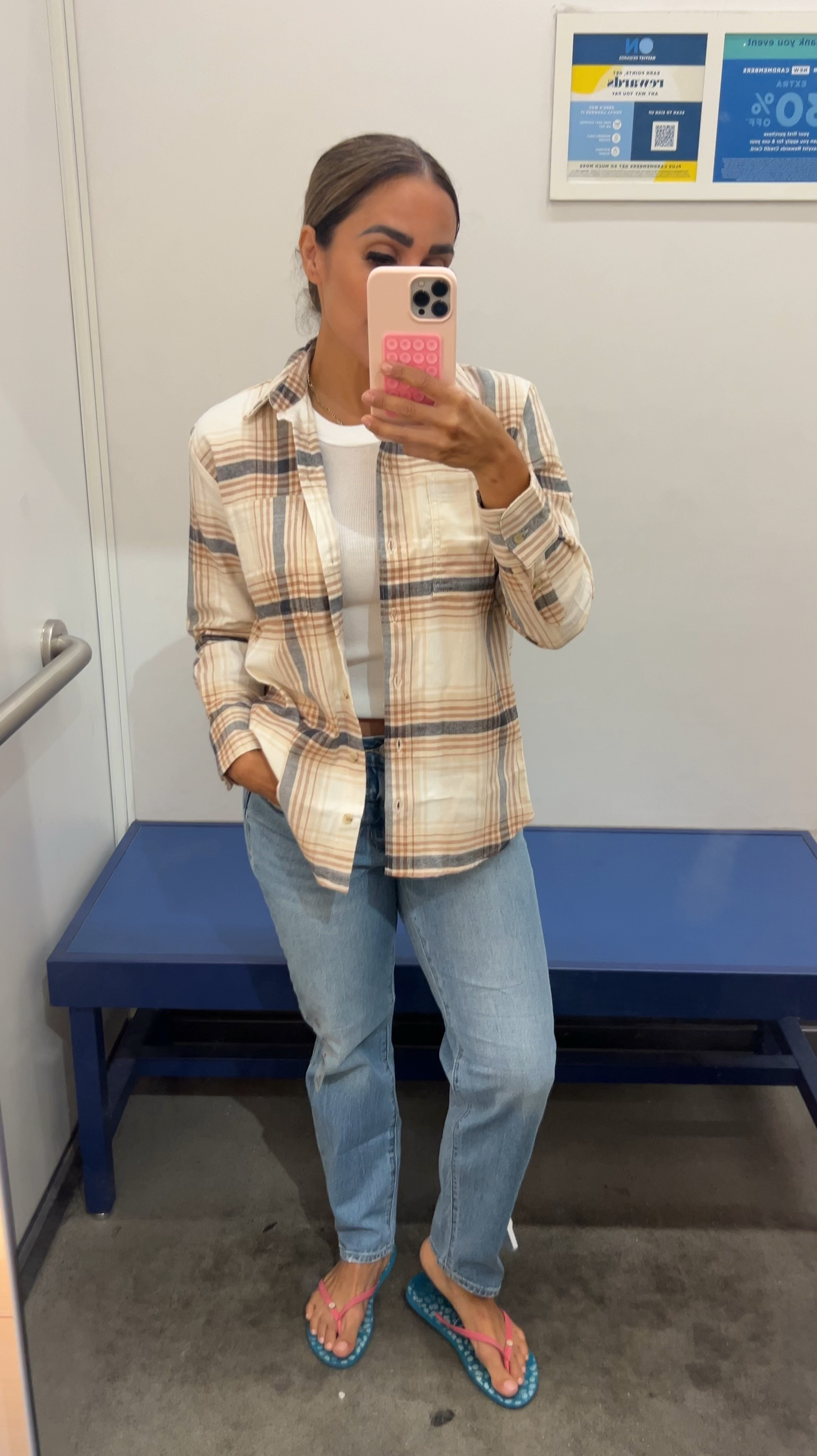 I’m wearing a size 0 (regular) for the jeans, a size XS (regular) for the plaid top and a size XS for the tank. I am 5’0” and 115 lbs. 34B. 

#LTKVideo #LTKFindsUnder50 #LTKOver40
