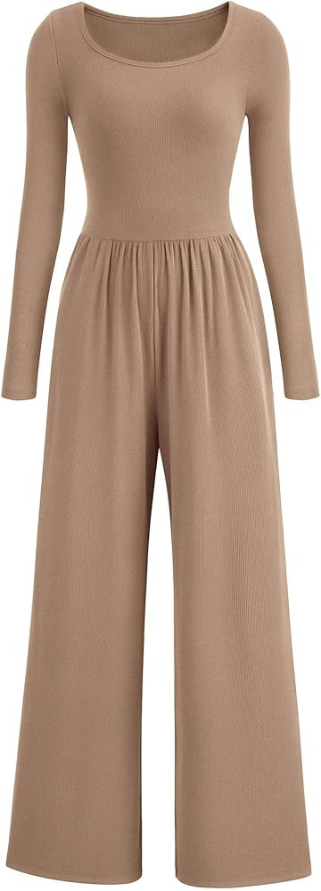 PRETTYGARDEN Women's Spring Fall Fashion One Piece Jumpsuits Dressy Casual Long Sleeve Wide Leg R... | Amazon (US)