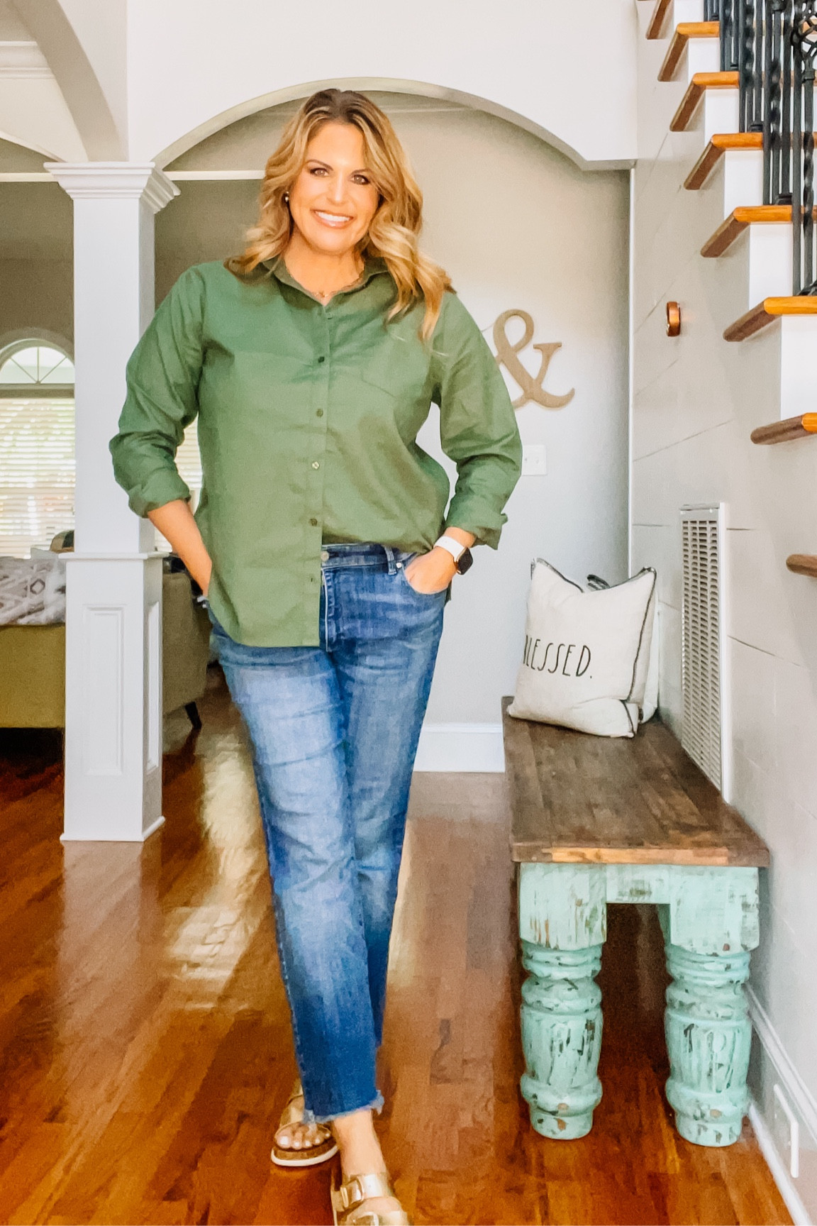 OOTD This twill button down just screams fall, but is still thin enough to wear on warmer days! 

#LTKSeasonal #LTKStyleTip #LTKMidsize