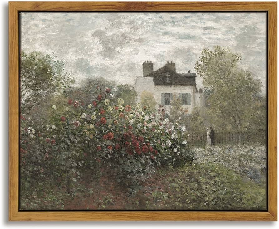 InSimSea Framed Canvas Wall Art Vintage Decor, Monet Flower Garden Painting Prints, Vintage Room ... | Amazon (US)