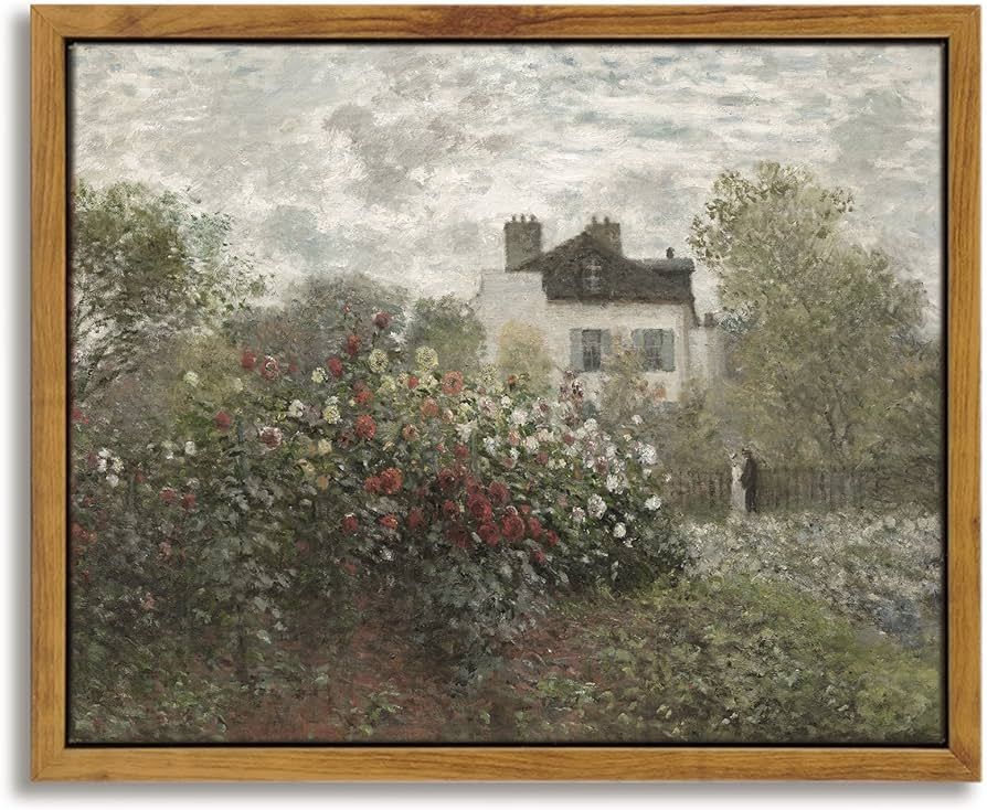 InSimSea Framed Canvas Wall Art Decor, Monet Flower Garden Painting Prints, Vintage Room Decor, W... | Amazon (US)