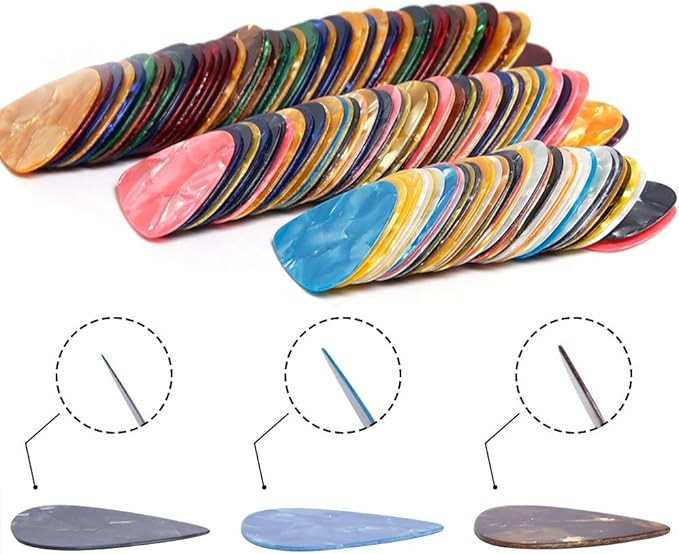 Augshy Guitar Picks, 150 Pack Premium Celluloid Guitar Pick Variety Pack Thin, Medium & Heavy Gau... | Amazon (US)