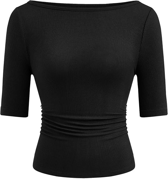 PRETTYGARDEN Womens Boat Neck Basic Short Sleeve Tops | Amazon (US)