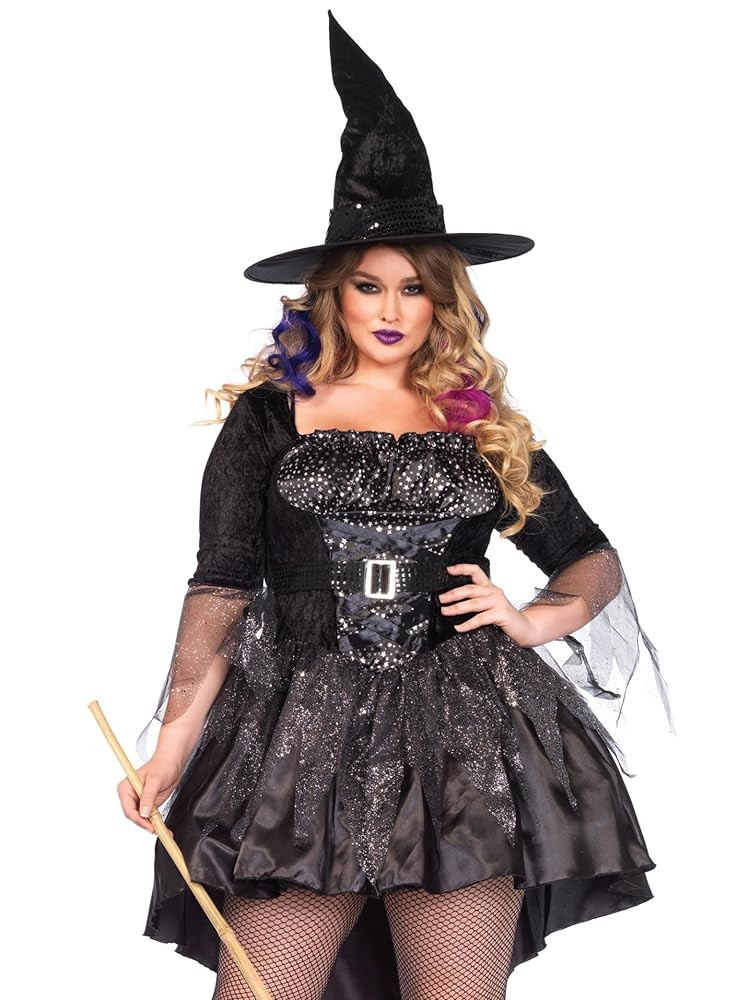 Leg Avenue Women's Plus-Size 2 Piece Black Magic Mistress Witch Costume | Amazon (US)