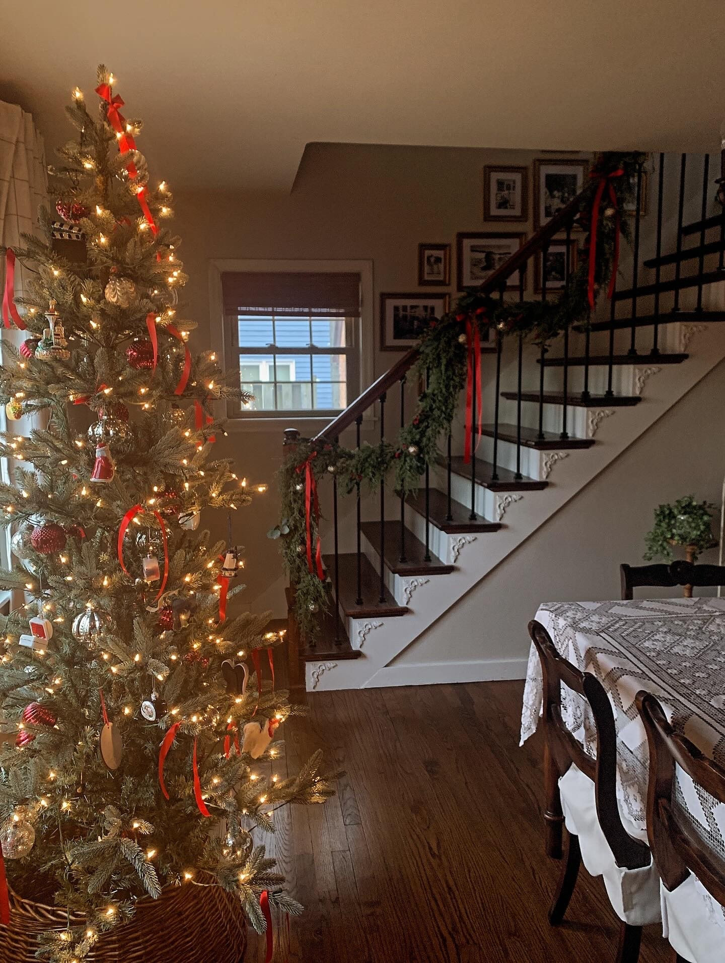I don’t have many pictures of our Christmas tree but I live this one and how the lights are glowing. We’ve always had real trees but a few years ago I decided to try an artificial one. Picking out a tree and cutting it down at the tree farm is a tradition I miss but we’ve made a new tradition of decorating the tree together and it feels just as special. I chose a slim tree for this area because I want sure how much room we would have in this room for a fuller one. I do have my eye on a fuller tree so it may be making an appearance this Christmas season or the next.
#christmastreedecorating #christmastree #christmastime #englishcottage #cottage #traditionalchristmas #cottagecoreaesthetic #cottagecorecommunity #cottagecore #cottagecoreaesthetic #frenchcountry #ａｅｓｔｈｅｔｉｃ