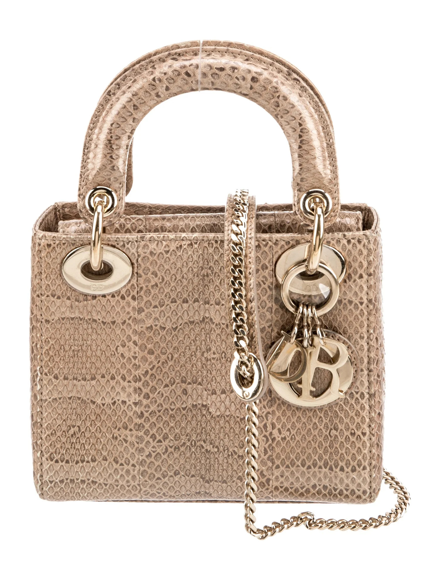 Christian Dior Snakeskin Lady Dior Mini - Metallic Handle Bags, Handbags - CHR573310 | The RealRe... | The RealReal