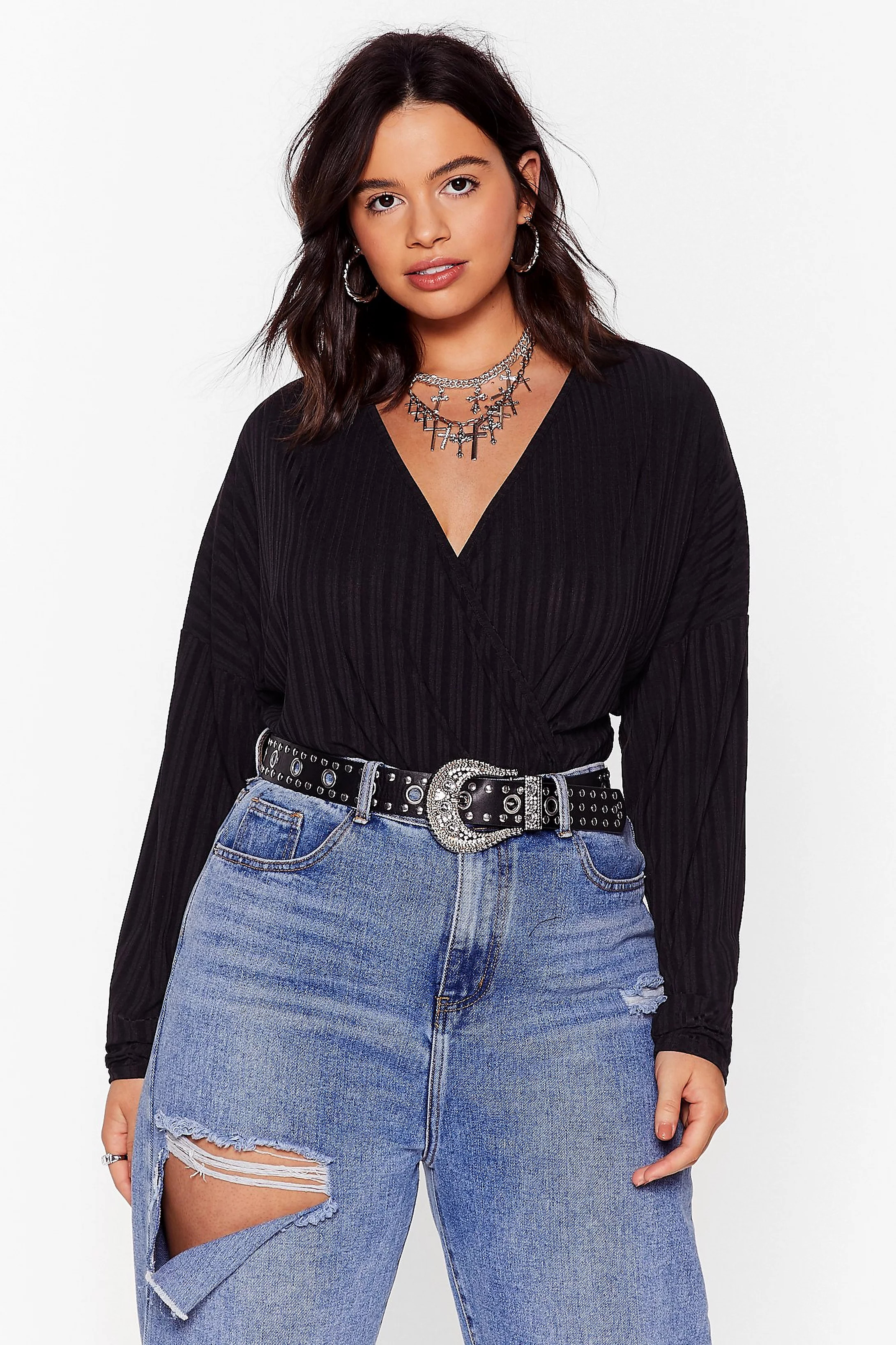 Rib-peat After Me Plus Wrap Bodysuit | Nasty Gal (US)