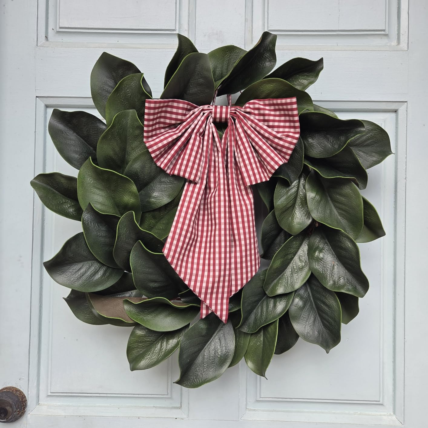 2 Pcs Red White Buffalo Plaid Wreath Bow 19.6'' x 11.8'' Wreath Sash for Front Door Christmas Par... | Amazon (US)