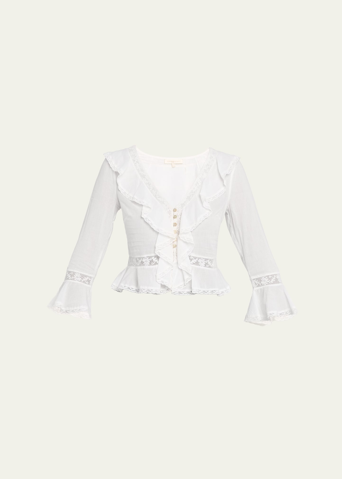LoveShackFancy Olenna Cotton Victorian Ruffle Top | Bergdorf Goodman