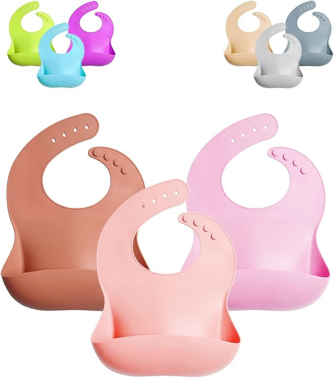 GODR7OY Silicone Baby Bib, BPA Free Waterproof Bibs, Soft Durable Adjustable 3PCS Silicone Bibs f... | Amazon (US)