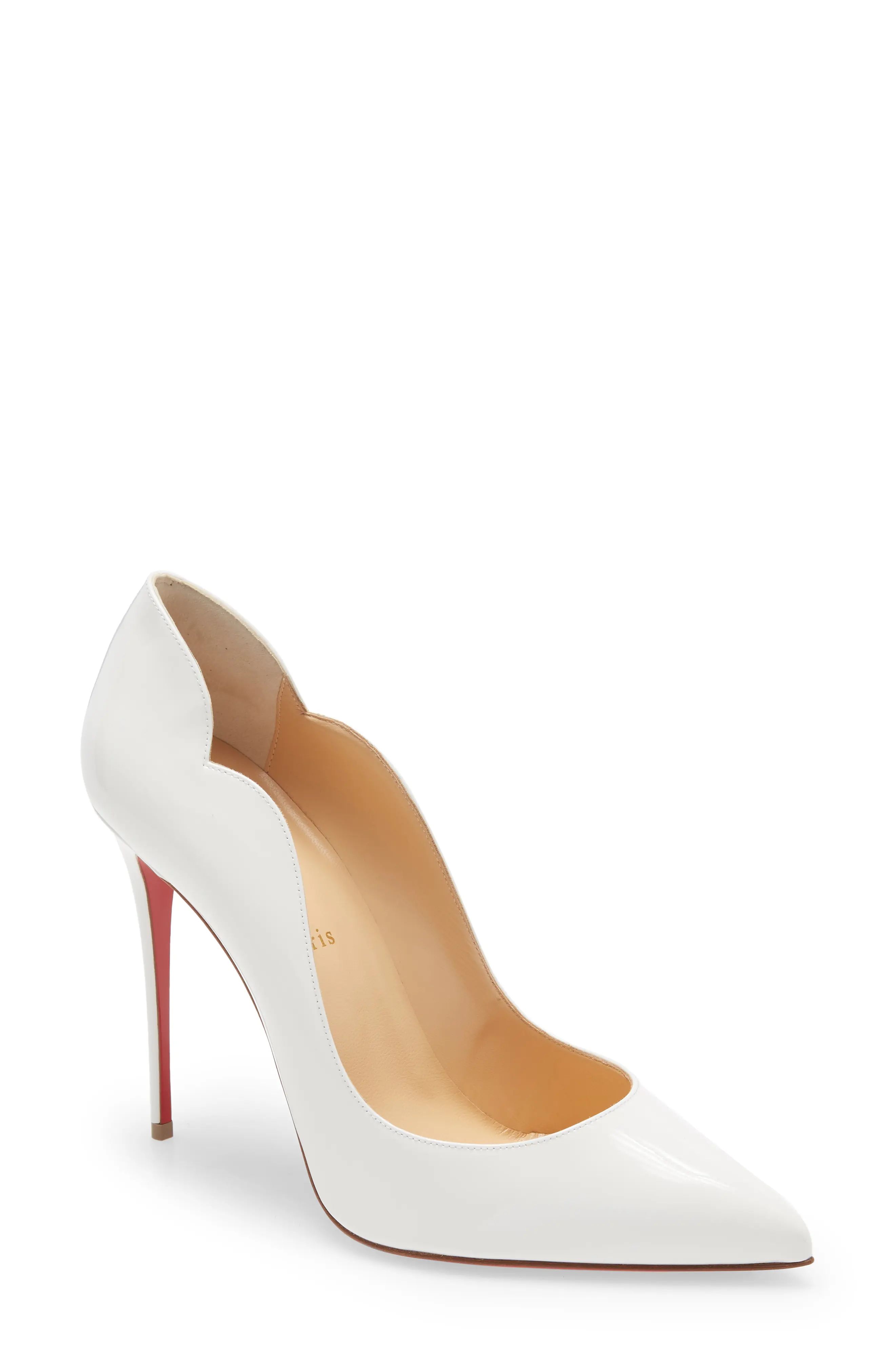 Christian Louboutin Hot Chick Scallop Pointed Toe Pump, Size 7Us in White at Nordstrom | Nordstrom