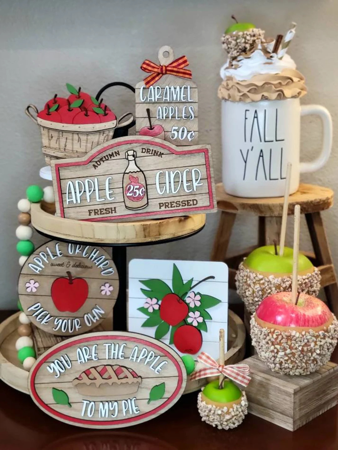 Caramel Apple Tiered Tray Apple Orchard Apple Cider Apple to My Pie Fall Tiered Tray Apple Barrel... | Etsy (US)