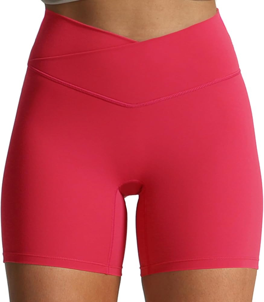 Aoxjox Trinity Workout Biker Shorts for Women Cross-Waist Crossover High Waisted Tummy Control At... | Amazon (US)