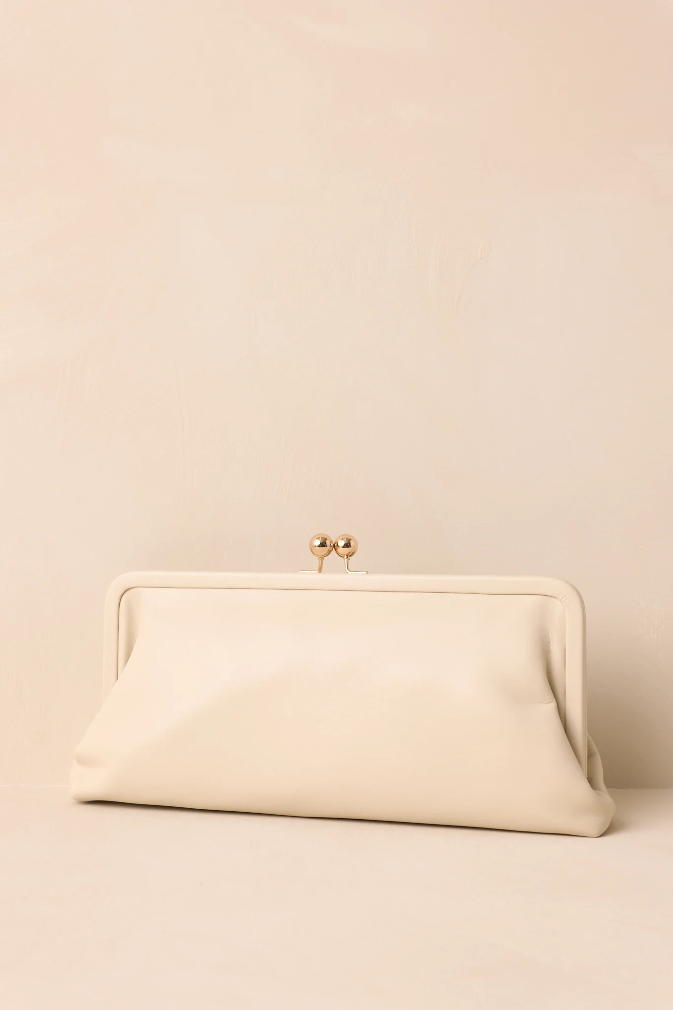 In Case You Missed It Ivory Faux Leather Clutch Handbag | Red Dress