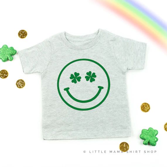 Shamrock Eyes Smiley Face | Kids St Patrick's Day Shirts | St. Patty's Day Shirt | St Paddy's Kid... | Etsy (US)