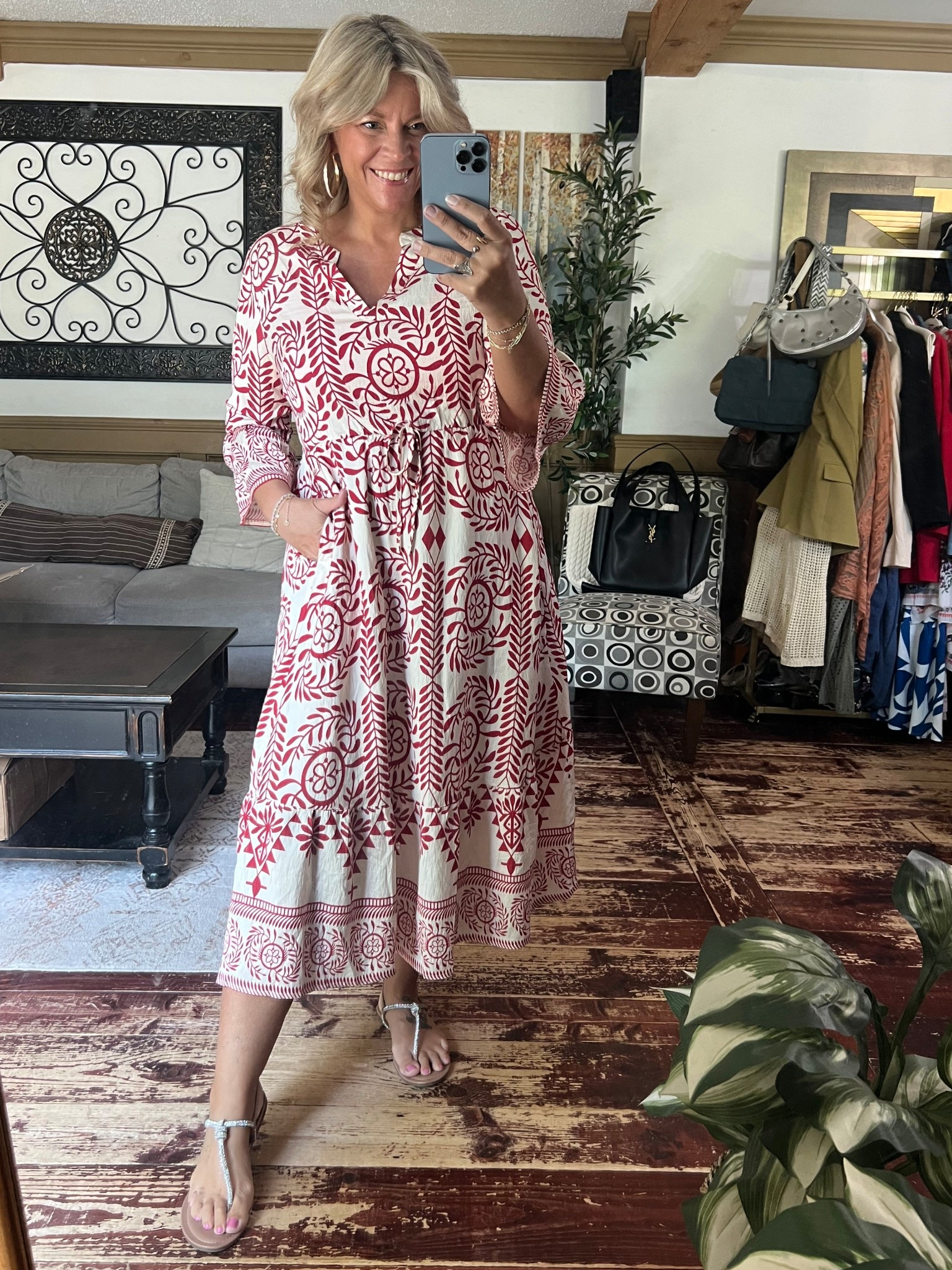 Summer into fall midi dress size 12 just fits me at a size 14.

#LTKPlusSize #LTKMidsize #LTKFindsUnder50