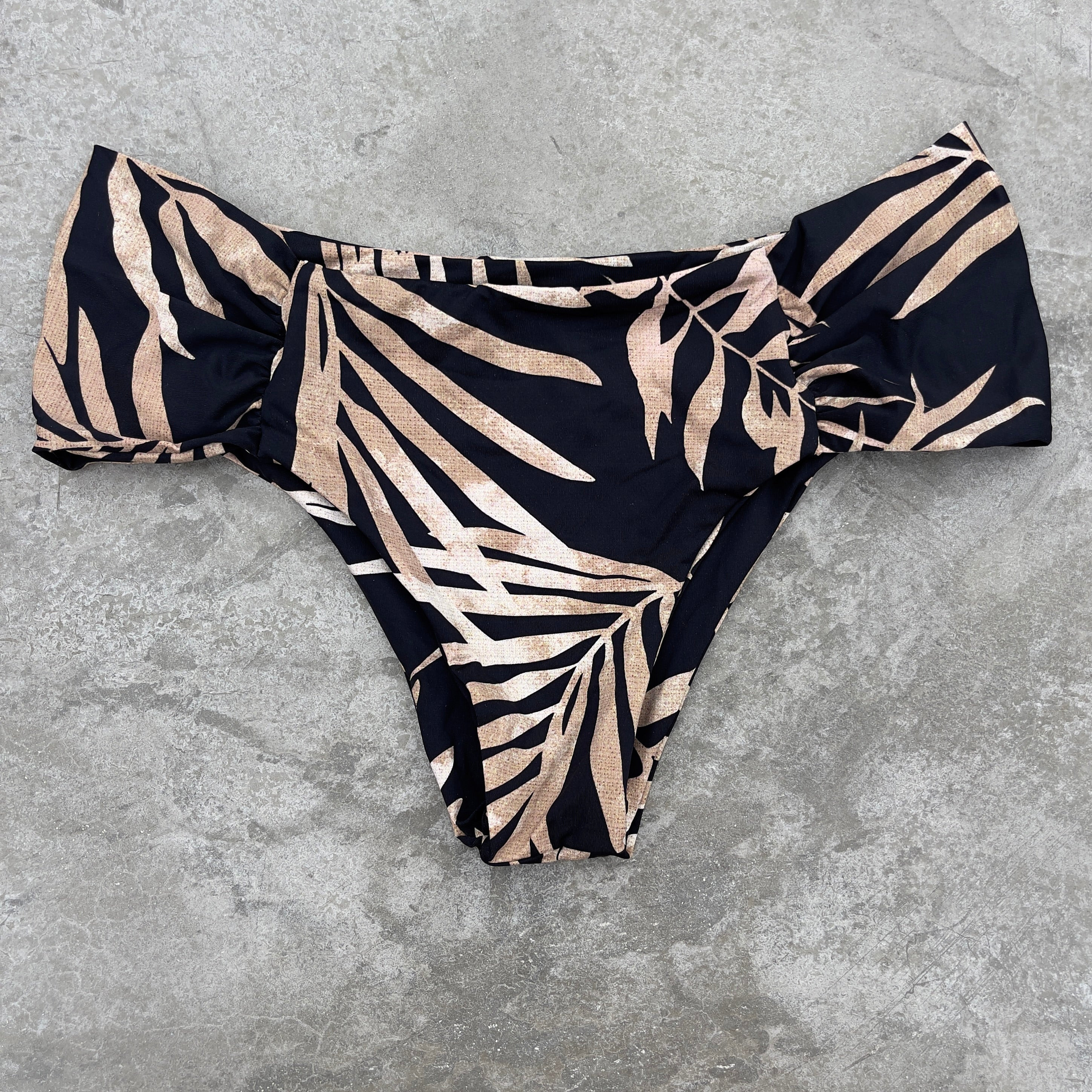 Bleached Leaves Black Classy Cheeky Bottom | MyBrazilianShop