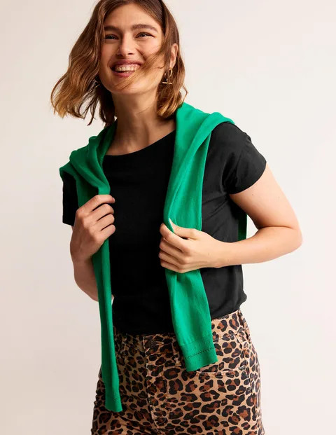 Supersoft Boat Neck T-Shirt - Black | Boden (UK & IE)