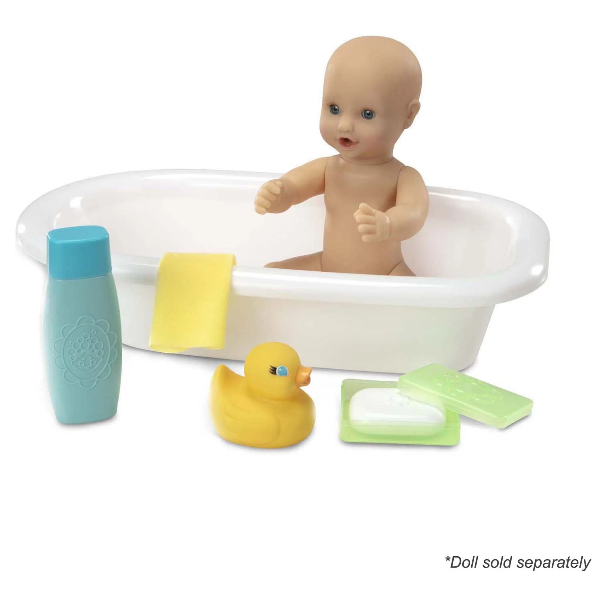 Melissa & Doug Mine to Love Baby Doll Bathtub and Accessories Set (6 pcs) - White | Walmart (US)