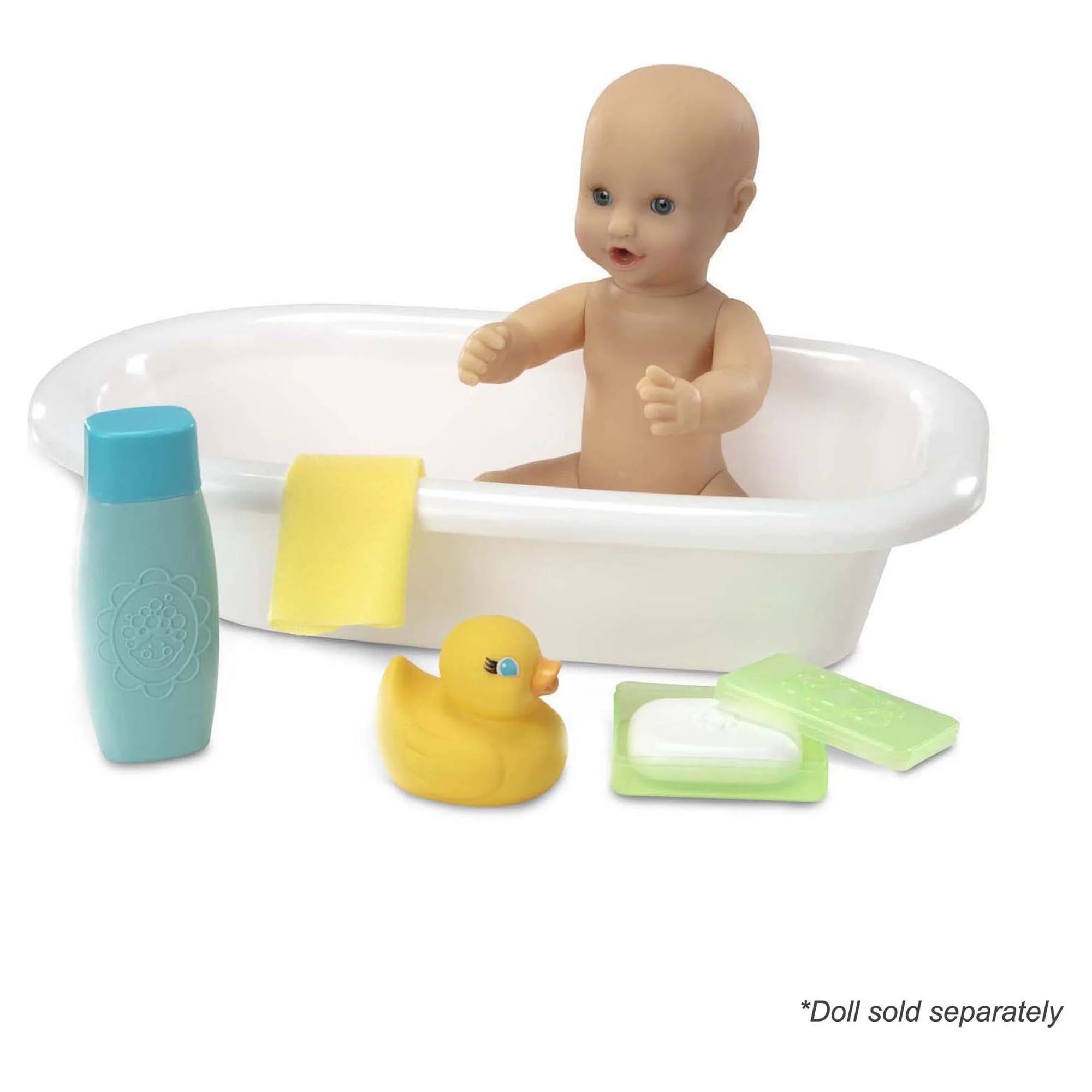 Melissa & Doug Mine to Love Baby Doll Bathtub and Accessories Set (6 pcs) - White | Walmart (US)