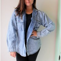 1980S Acid Wash Jean Jacket Biker Style, Fits Large Womens | Etsy (US)
