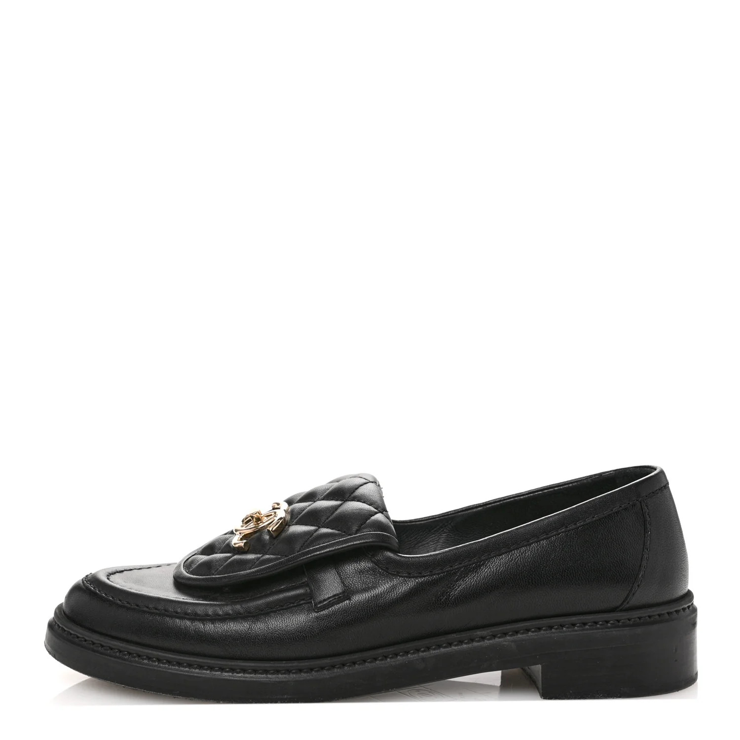 Lambskin Quilted CC Turnlock Loafers 38.5 Black | FASHIONPHILE (US)