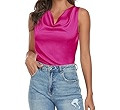 Wantschun Women's Cowl Neck Camisole Silk Satin Adjustable Spaghetti Strap Tank Top Cami Blouse S... | Amazon (US)