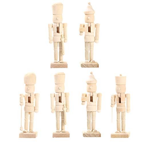 ABOOFAN 6Pcs Christmas Wooden Unfinished Nutcracker Figurines DIY Blank Unpainted Nutcracker Pupp... | Amazon (US)